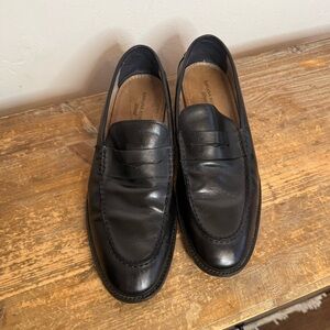 Banana Republic Mens Shoes Black Italian Leather Penny Loafers Ortholite 10 US